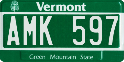 VT license plate AMK597