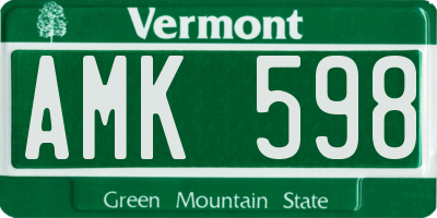 VT license plate AMK598