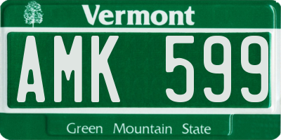 VT license plate AMK599