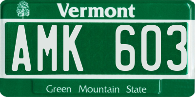 VT license plate AMK603
