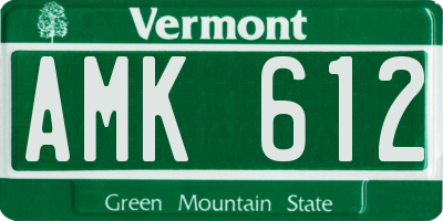 VT license plate AMK612