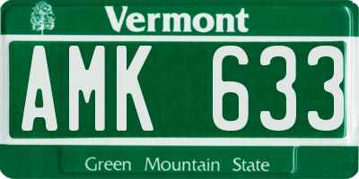 VT license plate AMK633