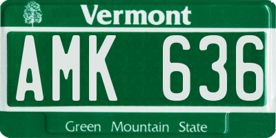 VT license plate AMK636