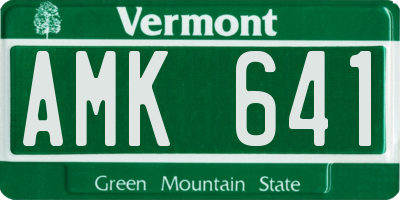 VT license plate AMK641