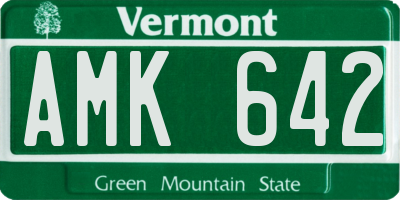 VT license plate AMK642