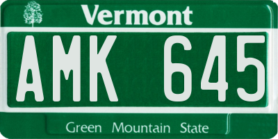 VT license plate AMK645