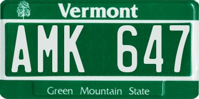 VT license plate AMK647