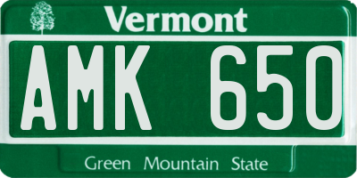 VT license plate AMK650