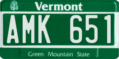 VT license plate AMK651