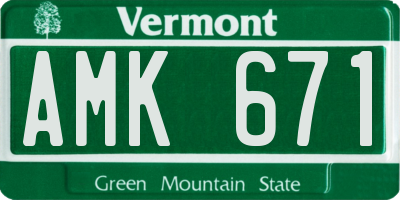 VT license plate AMK671