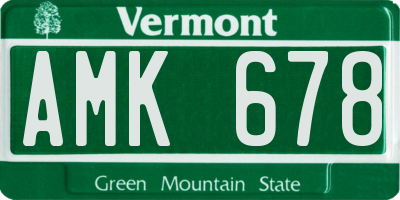 VT license plate AMK678
