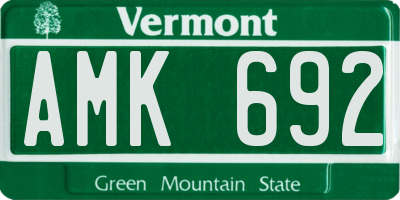 VT license plate AMK692