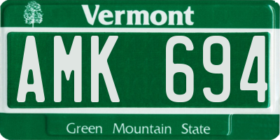 VT license plate AMK694