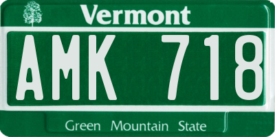 VT license plate AMK718