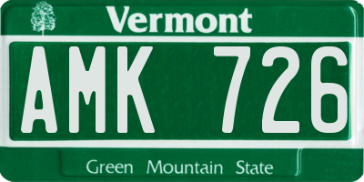 VT license plate AMK726
