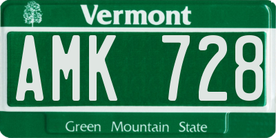 VT license plate AMK728