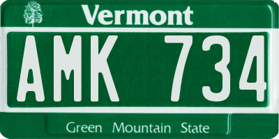VT license plate AMK734