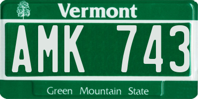 VT license plate AMK743
