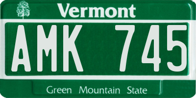 VT license plate AMK745