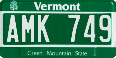 VT license plate AMK749