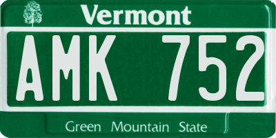 VT license plate AMK752