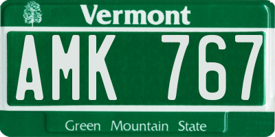 VT license plate AMK767