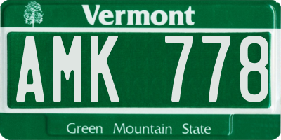 VT license plate AMK778