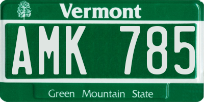 VT license plate AMK785