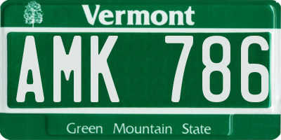VT license plate AMK786