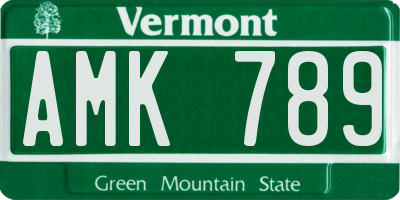 VT license plate AMK789