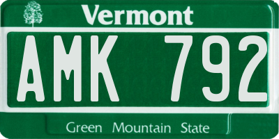 VT license plate AMK792