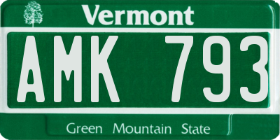 VT license plate AMK793
