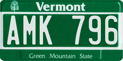 VT license plate AMK796