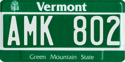 VT license plate AMK802