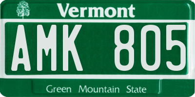 VT license plate AMK805