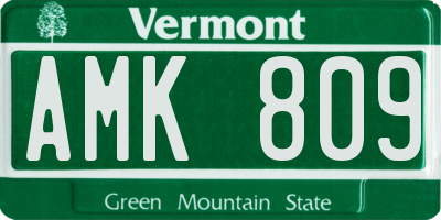 VT license plate AMK809