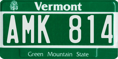 VT license plate AMK814