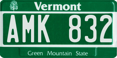 VT license plate AMK832