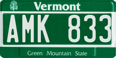 VT license plate AMK833
