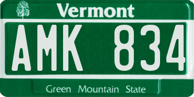VT license plate AMK834
