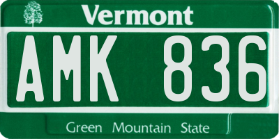 VT license plate AMK836