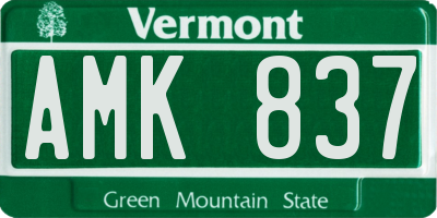 VT license plate AMK837