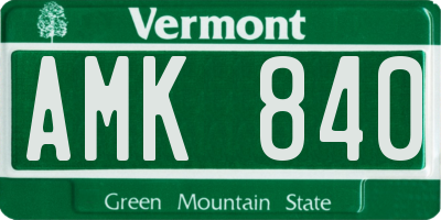VT license plate AMK840
