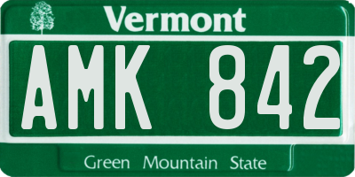 VT license plate AMK842