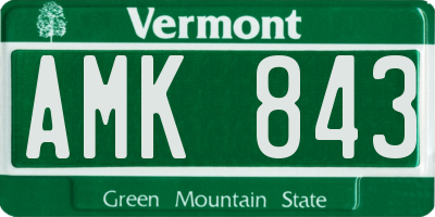 VT license plate AMK843