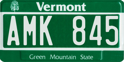 VT license plate AMK845