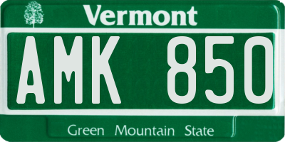VT license plate AMK850