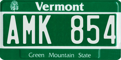 VT license plate AMK854