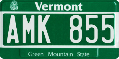 VT license plate AMK855