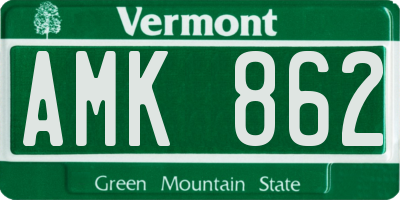 VT license plate AMK862